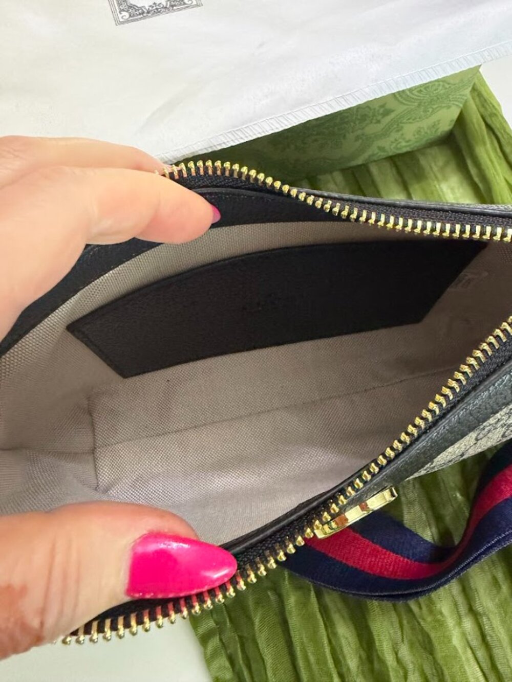 Monogram Canvas Mini Shoulder Bag Gold Hardware Chain Strap Y2K Vintage Style - Picture 5 of 6